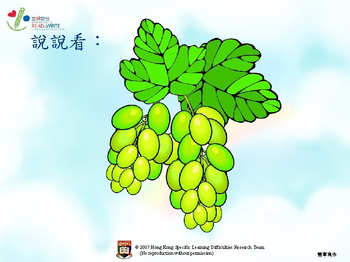 說說看︰ © 2007 Hong Kong Specific Learning Difficulties Research Team (No reproduction without permission)