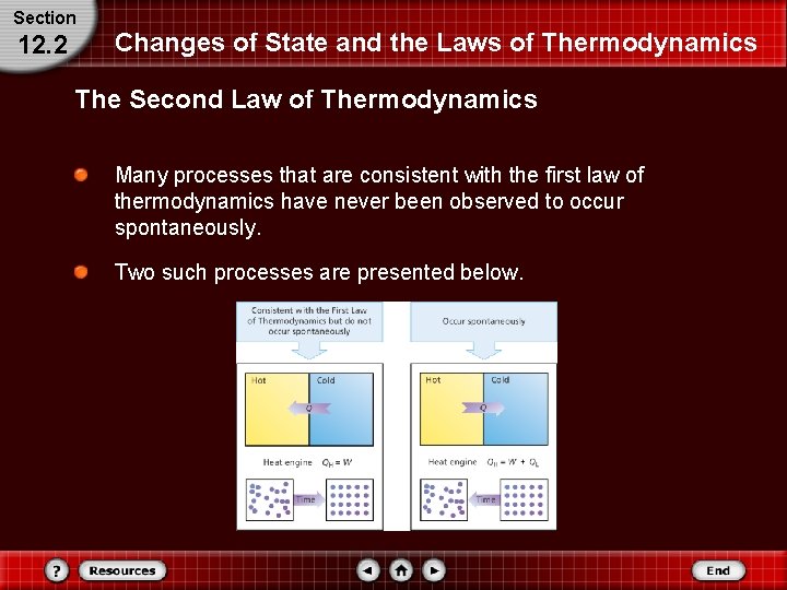 Section 12. 2 Changes of State and the Laws of Thermodynamics The Second Law Section 12. 2 Changes of State and the Laws of Thermodynamics The Second Law
