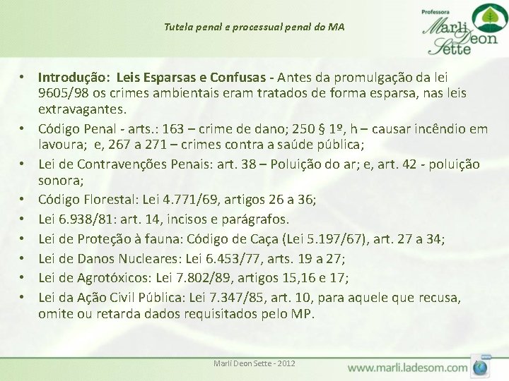 Tutela penal e processual penal do MA • Introdução: Leis Esparsas e Confusas - Tutela penal e processual penal do MA • Introdução: Leis Esparsas e Confusas -