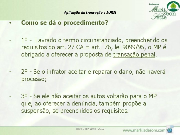 Aplicação da transação e SURSI • Como se dá o procedimento? - 1º - Aplicação da transação e SURSI • Como se dá o procedimento? - 1º -