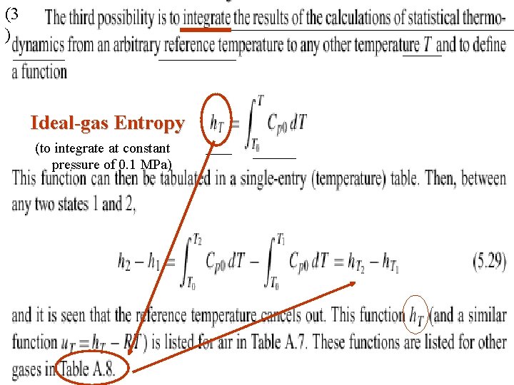 (3 ) Ideal-gas Entropy (to integrate at constant pressure of 0. 1 MPa) (3 ) Ideal-gas Entropy (to integrate at constant pressure of 0. 1 MPa)