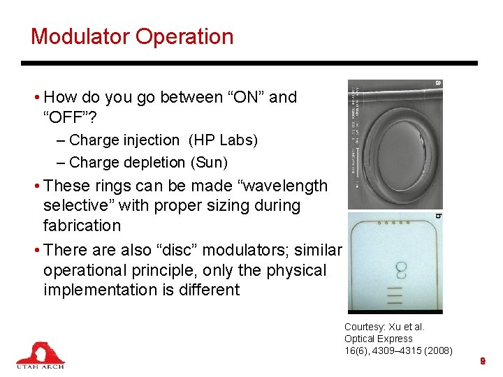 Modulator Operation • How do you go between “ON” and “OFF”? – Charge injection