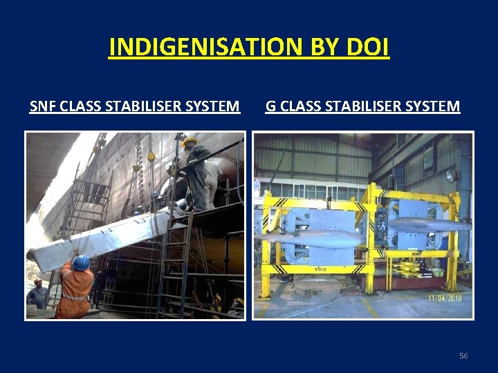 INDIGENISATION BY DOI SNF CLASS STABILISER SYSTEM G CLASS STABILISER SYSTEM 56 