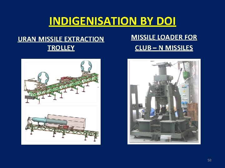INDIGENISATION BY DOI URAN MISSILE EXTRACTION TROLLEY MISSILE LOADER FOR CLUB – N MISSILES