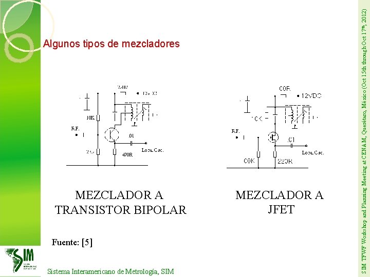 MEZCLADOR A TRANSISTOR BIPOLAR Fuente: [5] Sistema Interamericano de Metrología, SIM MEZCLADOR A JFET