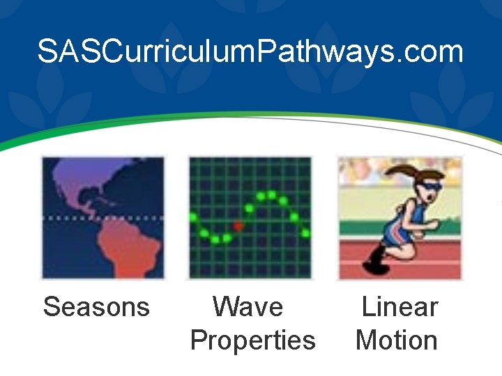 SASCurriculum. Pathways. com Seasons roperties Wave Properties Linear Motion 