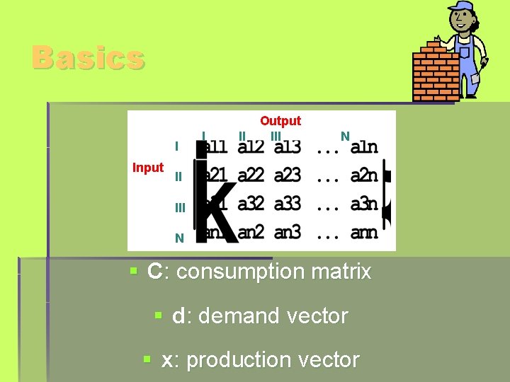 Basics I Input I II Output III N II III N § C: consumption