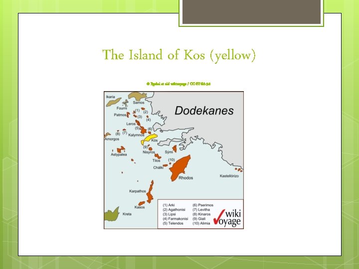 The Island of Kos (yellow) © Bgabel at old wikivoyage / CC-BY-SA-3. 0 