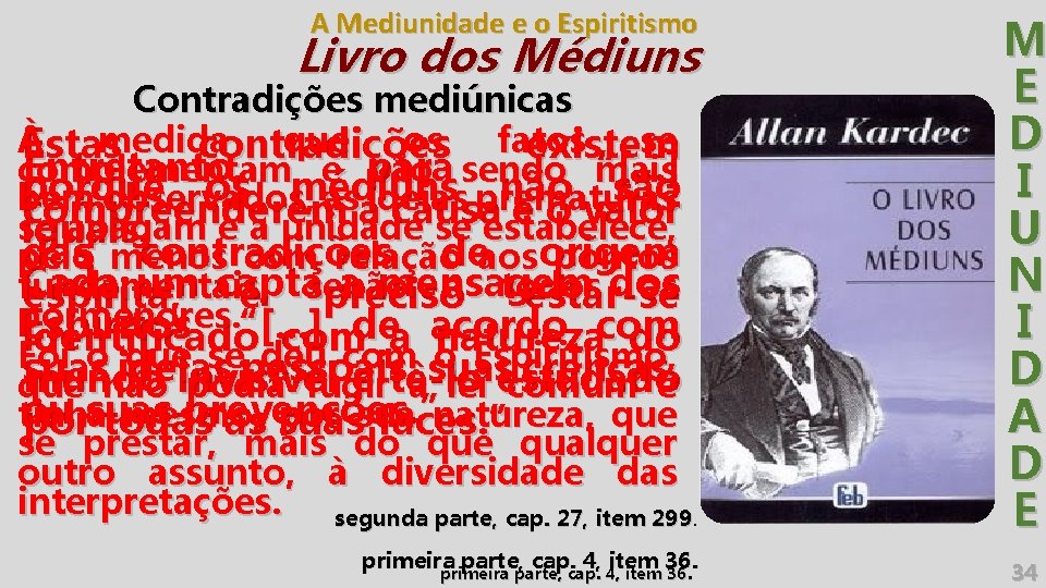 A Mediunidade e o Espiritismo Livro dos Médiuns Contradições mediúnicas À medida que os