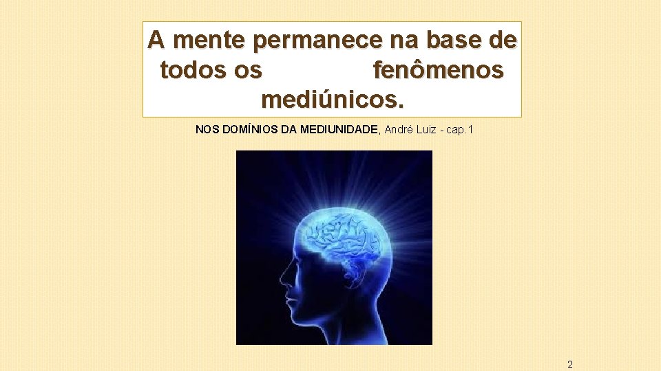 A mente permanece na base de todos os fenômenos mediúnicos. NOS DOMÍNIOS DA MEDIUNIDADE,