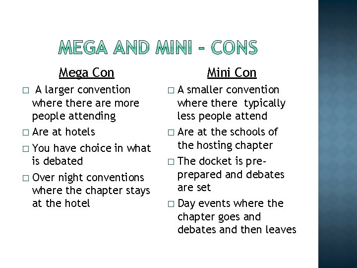 Mega Con A larger convention where there are more people attending � Are at