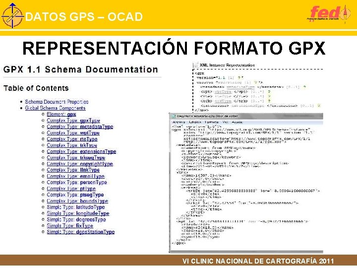 DATOS GPS – OCAD REPRESENTACIÓN FORMATO GPX VI CLINIC NACIONAL DE CARTOGRAFÍA 2011 