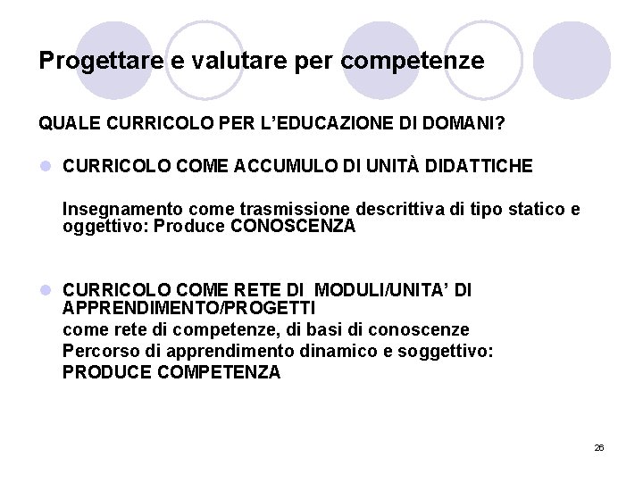 Progettare e valutare per competenze QUALE CURRICOLO PER L’EDUCAZIONE DI DOMANI? l CURRICOLO COME
