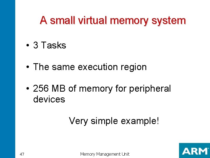 A small virtual memory system • 3 Tasks • The same execution region •