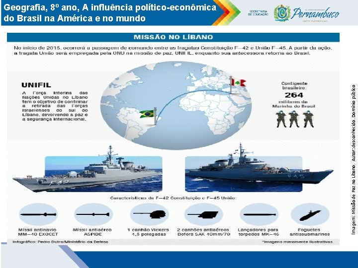 Imagem: Missão de Paz no Libano. Autor: desconhecido. Domínio público Geografia, 8º ano, A