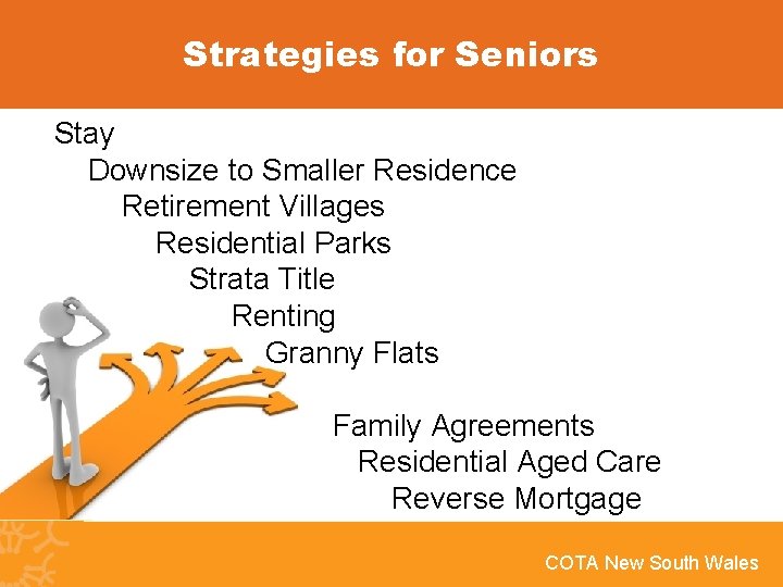 Strategies for Seniors Stay Downsize to Smaller Residence Retirement Villages Residential Parks Strata Title