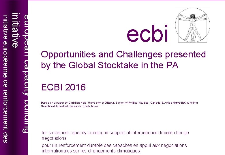 european capacity building initiative ecbi european capacity building initiative européenne de renforcement des ecbi