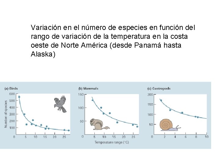 Variación en el número de especies en función del rango de variación de la