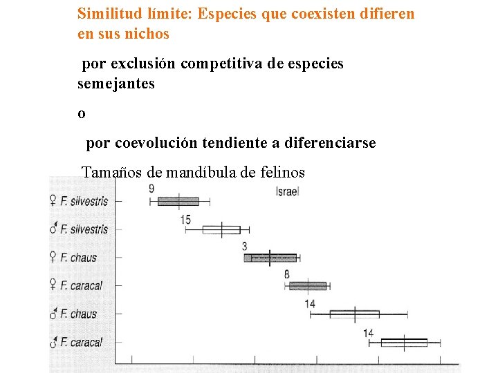 Similitud límite: Especies que coexisten difieren en sus nichos por exclusión competitiva de especies
