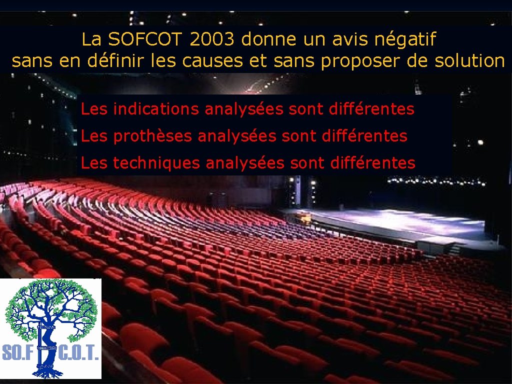 La SOFCOT 2003 donne un avis négatif sans en définir les causes et sans