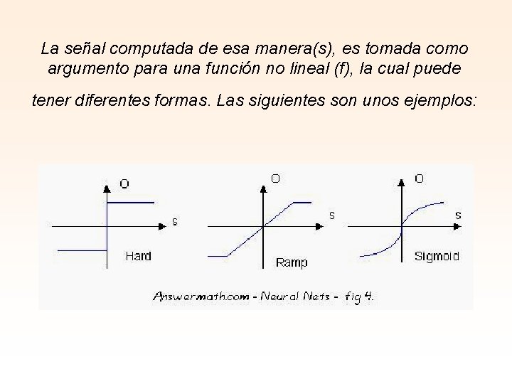 La señal computada de esa manera(s), es tomada como argumento para una función no