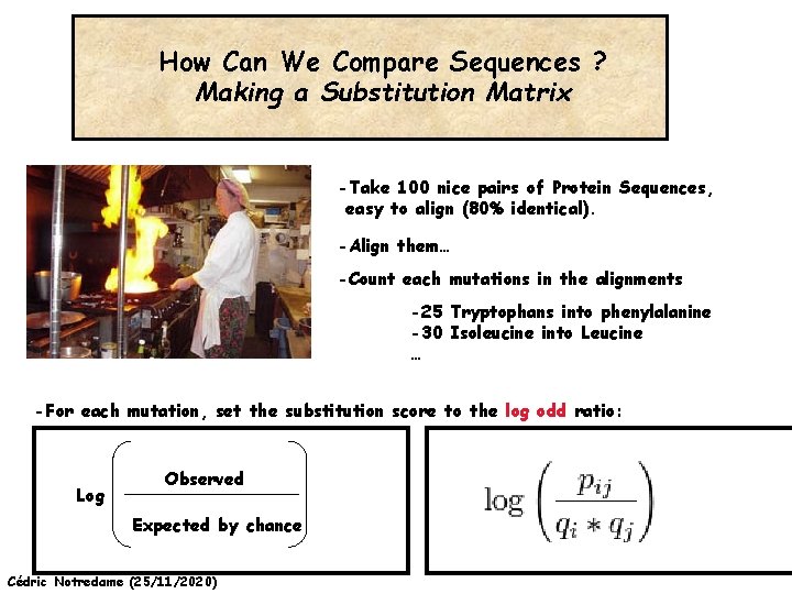 How Can We Compare Sequences ? Making a Substitution Matrix -Take 100 nice pairs