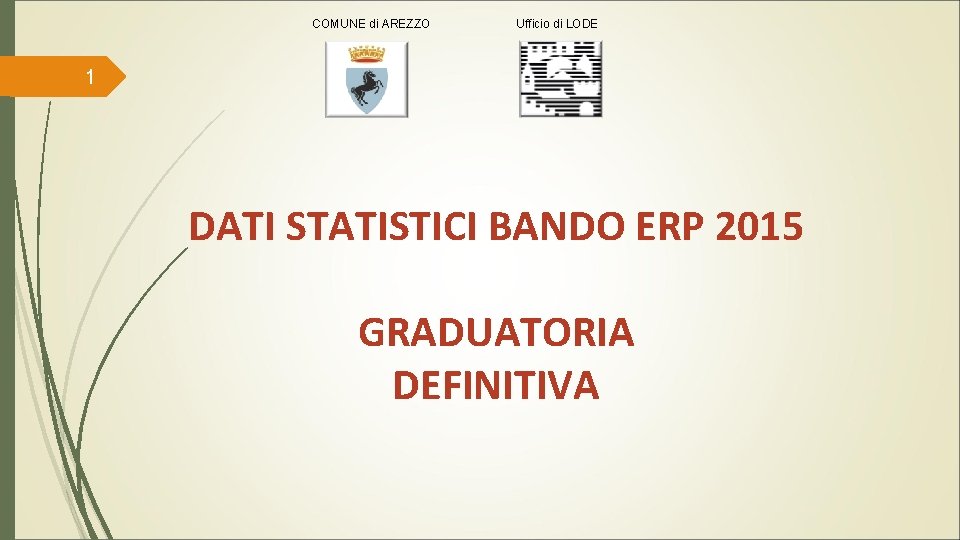 COMUNE di AREZZO Ufficio di LODE 1 DATI STATISTICI BANDO ERP 2015 GRADUATORIA DEFINITIVA