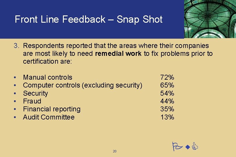 Front Line Feedback – Snap Shot 3. Respondents reported that the areas where their Front Line Feedback – Snap Shot 3. Respondents reported that the areas where their