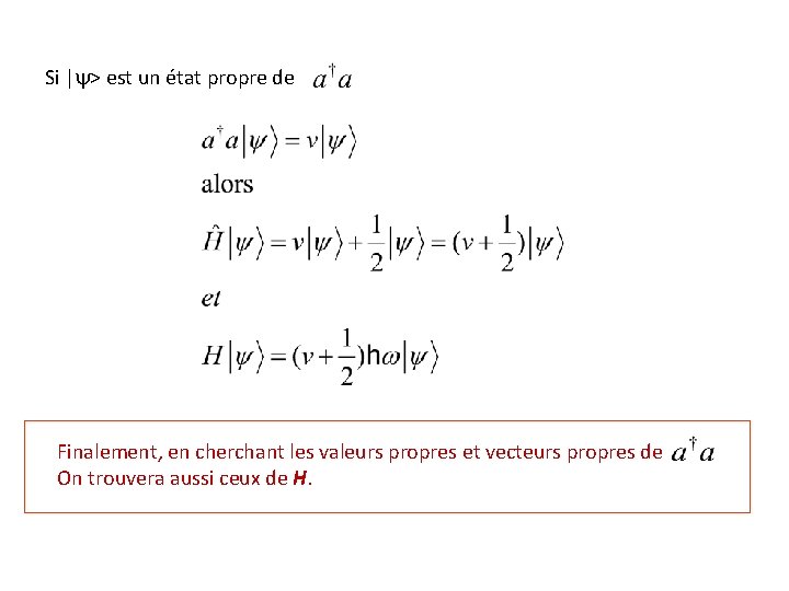 Si |y> est un état propre de Finalement, en cherchant les valeurs propres et