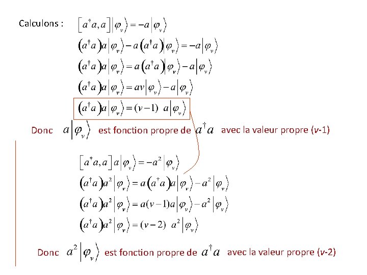 Calculons : Donc est fonction propre de avec la valeur propre (v-1) avec la