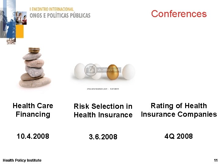 Conferences Health Care Financing Risk Selection in Health Insurance Rating of Health Insurance Companies