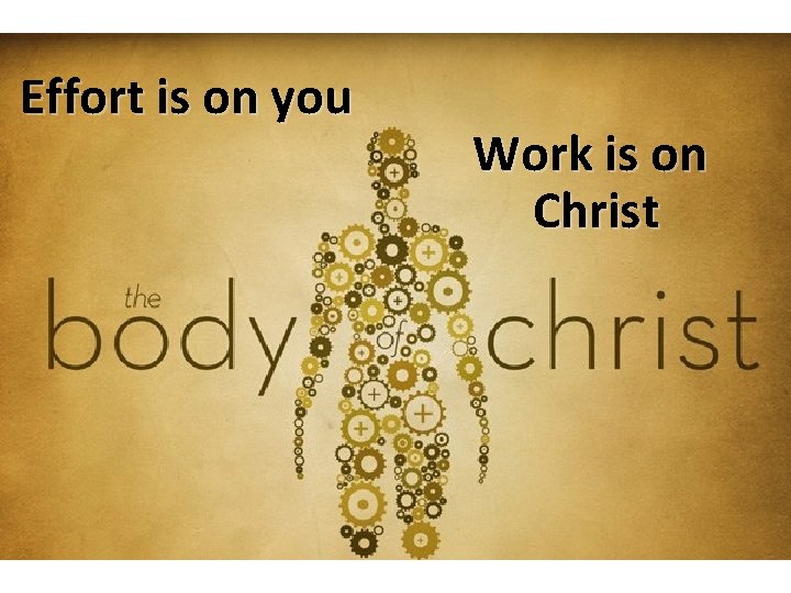  Effort is on you Work is on Christ 