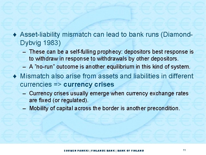 ¨ Asset-liability mismatch can lead to bank runs (Diamond. Dybvig 1983) – These can ¨ Asset-liability mismatch can lead to bank runs (Diamond. Dybvig 1983) – These can