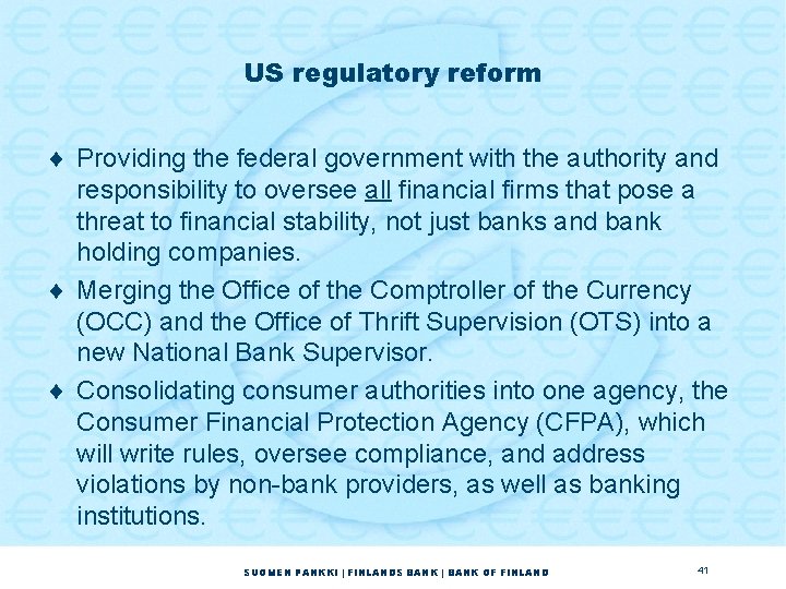 US regulatory reform ¨ Providing the federal government with the authority and responsibility to US regulatory reform ¨ Providing the federal government with the authority and responsibility to