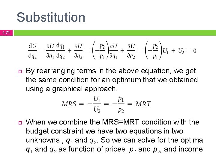 Substitution 4 -71 By rearranging terms in the above equation, we get the same