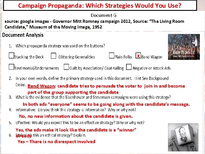 Campaign Propaganda: Which Strategies Would You Use? Document G source: google images - Governor