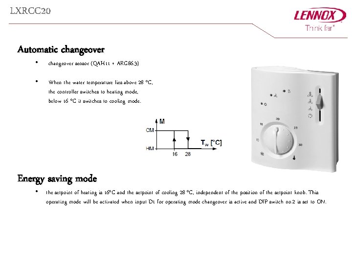 LXRCC 20 Automatic changeover • changeover sensor (QAH 11 + ARG 86. 3) •