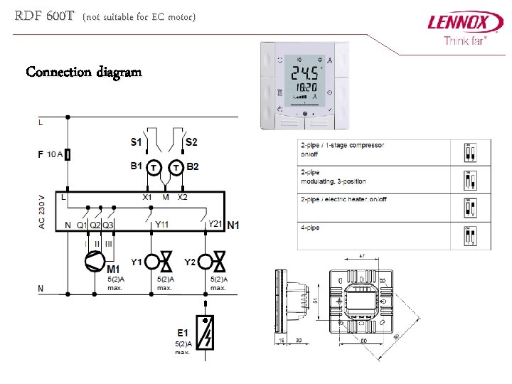 RDF 600 T (not suitable for EC motor) Connection diagram 