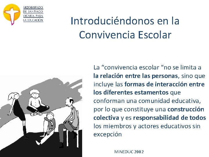 Introduciéndonos en la Convivencia Escolar La “convivencia escolar “no se limita a la relación