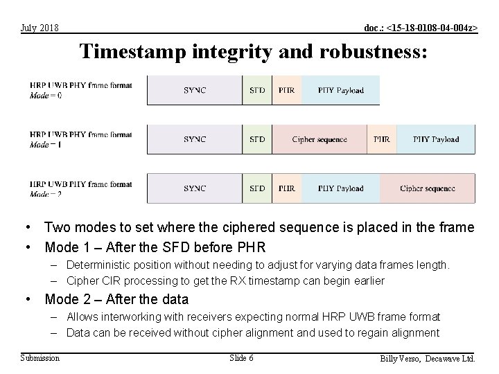 doc. : <15 -18 -0108 -04 -004 z> July 2018 Timestamp integrity and robustness: