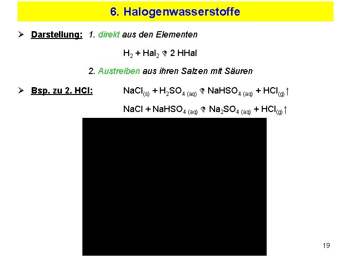 6. Halogenwasserstoffe Ø Darstellung: 1. direkt aus den Elementen H 2 + Hal 2