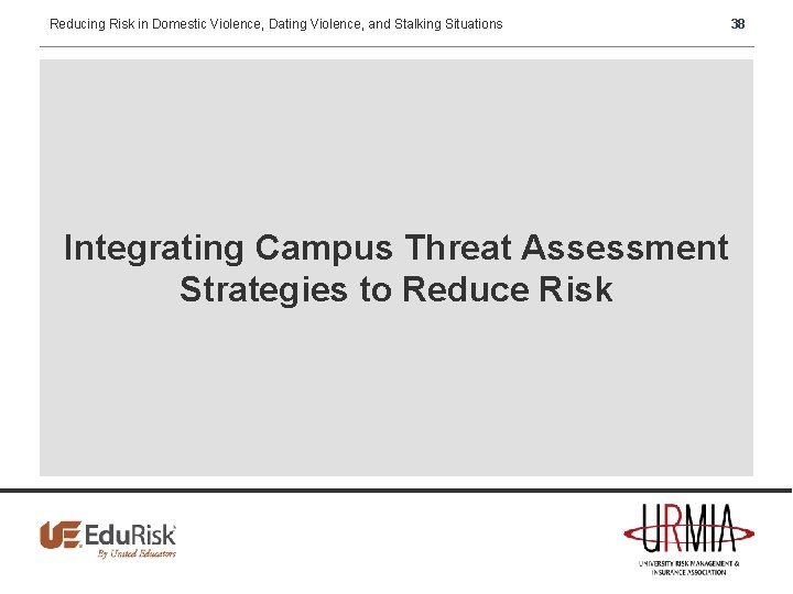Reducing Risk in Domestic Violence, Dating Violence, and Stalking Situations Integrating Campus Threat Assessment