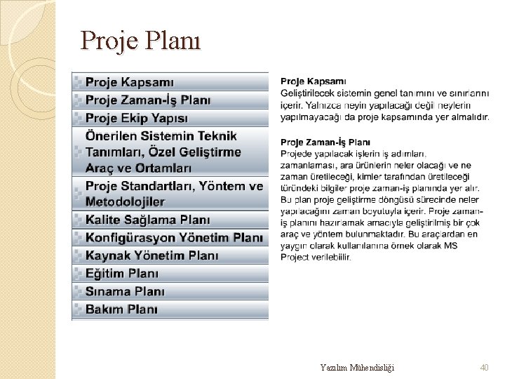 Proje Planı Yazılım Mühendisliği 40 