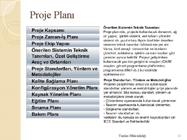 Proje Planı Yazılım Mühendisliği 42 