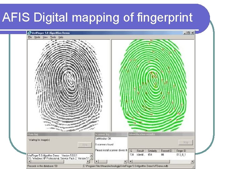 AFIS Digital mapping of fingerprint 