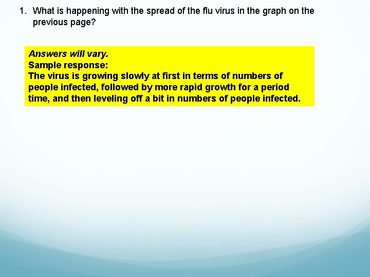1. What is happening with the spread of the flu virus in the graph