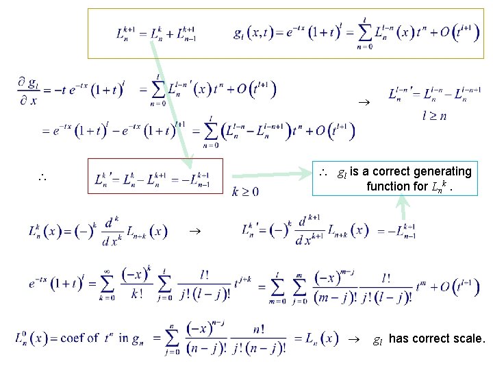  gl is a correct generating function for Lnk. gl has correct scale. 