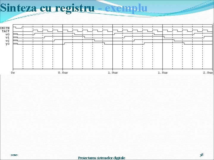 Sinteza cu registru - exemplu 2010 Proiectarea sistemelor digitale 38 