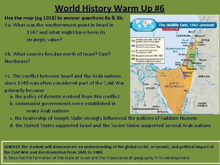 World History Warm Up #6 Use the map (pg 1018) to answer questions 6