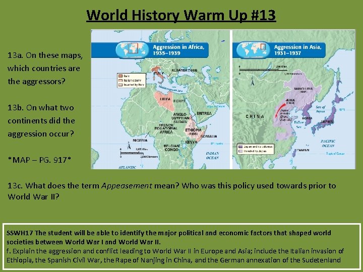 World History Warm Up #13 13 a. On these maps, which countries are the